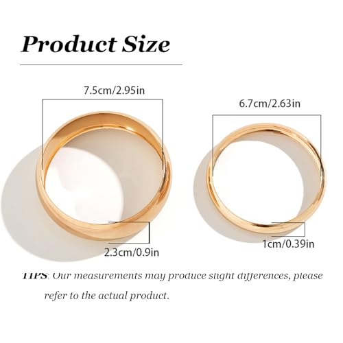 Frodete Chunky Gold Bangles for Women Non Tarnish Chunky Wide Cuff Bracelets Silver Cuff Bangle Bracelet Trendy Statement Minimalist Jewelry Gifts - color: A38:gold bangles