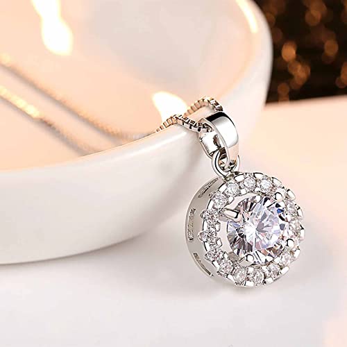 4pcs Set Zirconia Pendant Necklace Earrings Ring Bangle Set Silver Crystal Fashion Adjustable Zircon Jewelry for Women Wife Party Prom Engagement Wedding Gifts - style: Casual
