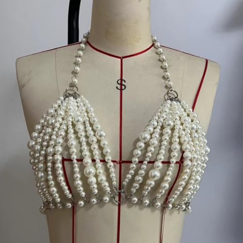 Body Chain Bra Fashion Shoulder Necklaces Bra Chain Body Jewelry - color: White
