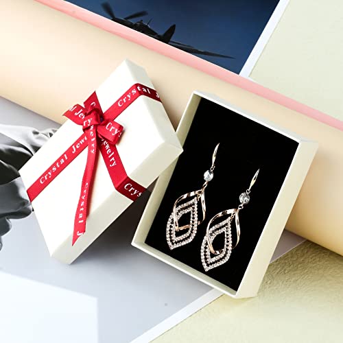 Bohemian Long Drop Dangle Earrings for Women, Chic Boho CZ Wedding Jewelry | Hypoallergenic 14K Gold 925 Sterling Silver Handmade Linear SwirlWire Diamond Earrings,Christmas&Mother's Day,Gifts for Women - color: Rose Gold
