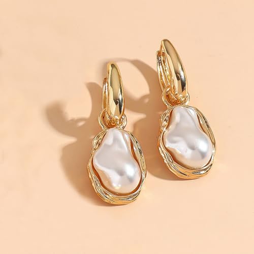 Baroque Pearl Earrings for Women Irregular Pearl Dangle Earrings Vintage Dangle Earring Bridal Wedding Jewelry - style: Style 2