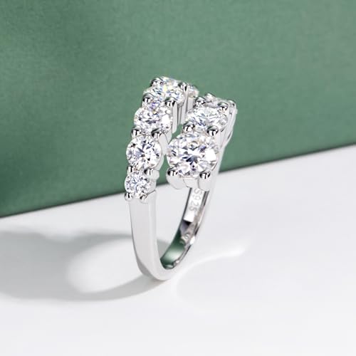 Moissanite Eternity Rings, S925 Sterling Silver Anniversary Band for Women - style: 4. 2 CT Open Ring