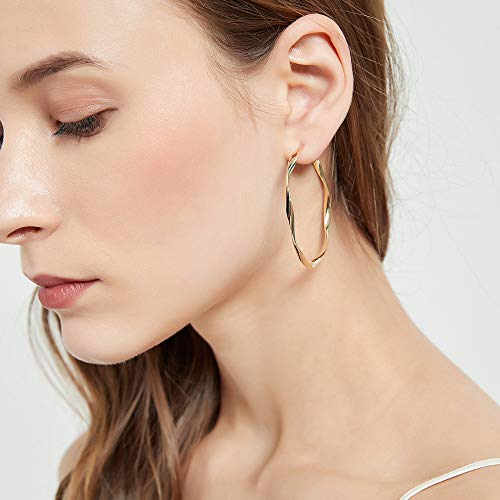 Rose/White/18k Gold Plated Hoop Earrings Lightweight Hoop Earrings For Women Loop Earrings 1in 2in - color: Yellow Gold, size: 50mm