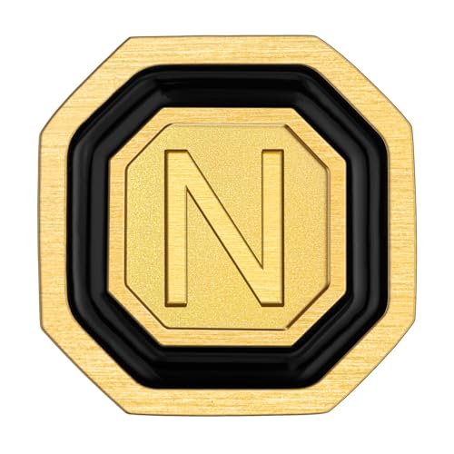 AMITER 18K Gold Plated Initial Cufflinks, Mens Cuff Links for Business Wedding Shirts Studs Suit Accessories - Gift for Groom Husband Father - style: N