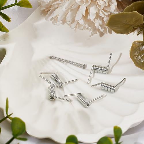 NICENEEDED 8 PCS Hair Claw Clip Spring Replacement Sliver, Clip Spring with Central Axle Rod, Hairpin Squre Rectangle Butterfly Jaw Clamp Repair Parts