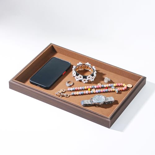 Wood Jewelry Organizer Tray, Drawer Tray (Brown, 2Pc, Flat) | Stackable Jewelry Display, Large Capacity Drawer Tray, Versatile Drawer Organizer, Multi-Purpose Storage - size: Blank+Blank