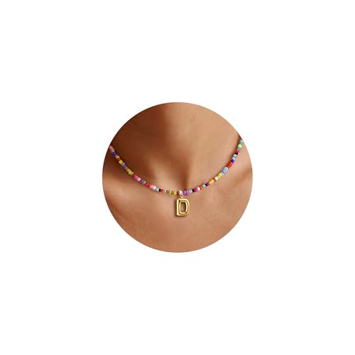 Colorful Initial Necklaces Gifts for Girls Kids Teens, 6-18 Year Old Girl Birthday Gift Teen Girl Gifts Trendy Stuff Gold Bubble Letter Pendent Necklace Jewelry - style: D
