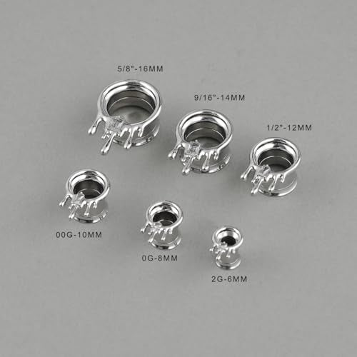 COOEAR Stainless Steel Melting Design Ear Expander, Stylish and Durable Ear Stretching Gauges Plugs. - color: S8710G, size: 6 mm