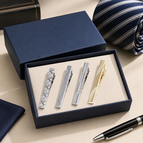 4 Pcs Stainless Steel Tie Clips for Men Classic Tie Bar Clip for Formal Business Wedding Party Fathers Day Gift - style: Class2