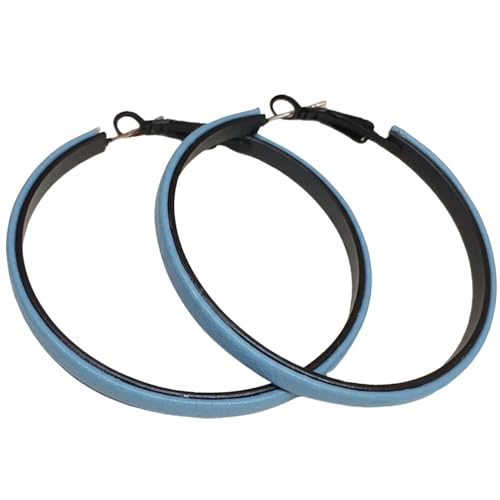 Hoop Earrings for Women Leather Hoop Earrings-Medium/Large Hoops-Lightweight hoop - color: Blue