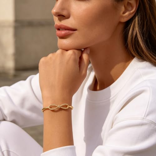 hotoo Gold Plated Bangle Bracelet for Women - style: Bow Knot