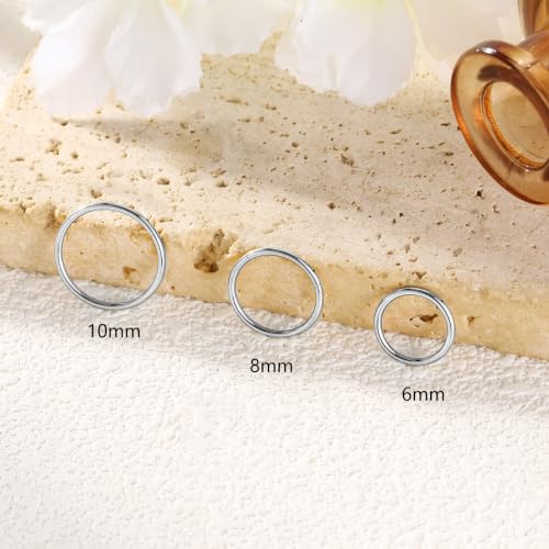 3Pcs Nose Rings Hoops for Women Men, 18G Nose Hoops Gold/Silver | Hinged Clicker Septum Rings Tragus Conch Helix Daith Lip Body Piercing Jewelry 6/8/10mm - color: 3pcs/silver/18g