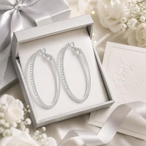 Big Chunky Gold Hoop Earrings for Women Beaded Large Statement Earrings Lightweight Fashion Jewelry Daily Wear Party Gift - color: E5:Silver 8cm
