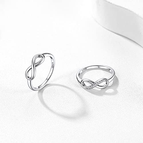Bestyle Simple S925 Sterling Silver Infinity Rings Cubic Zirconia Rings, Nice Cute BFF Friendship Rings, Dainty Eternity Promise Wedding Bands Perfect Every Day Ring, Size 4-12, Words Engavable - color: 4.Plain Infinity Ring (custom)