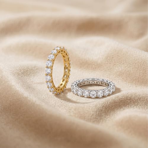 Eternity Engagement Wedding Bands Ring Gold Plated Stackable 3mm Size 4-9 - color: Gold