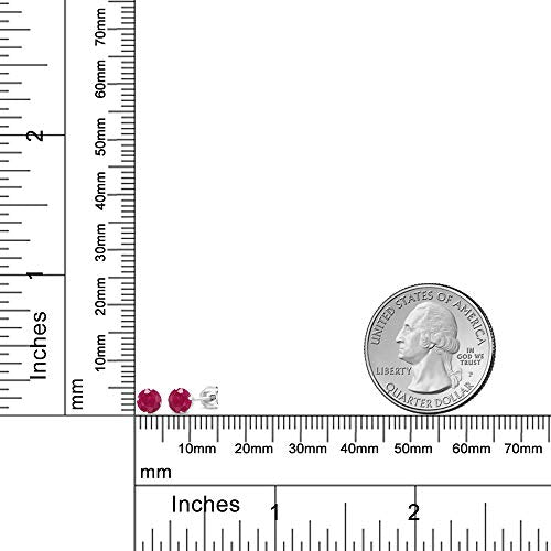 Gem Stone King 925 Sterling Silver Round 4MM Gemstone Birthstone Stud Earrings For Women Men - style: Ruby, July