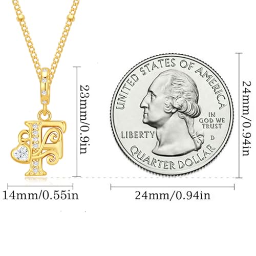 TIZU Initial Necklaces for Women - Dainty 14K Gold Plated Letter Pendant Trendy Personalized Initial A-Z Necklaces Jewelry Gift - color: Gold-F