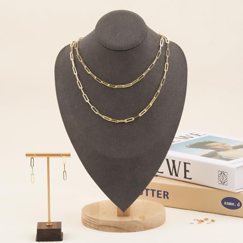 GTVOODX Chunky Paperclip Chain Roll Gold Plated Stainless Steel Chain Bulk | 4 Meters Handmade Paper Clip Chains Spool Bulk for Women Jewelry Making Permanent Jewelry with Lobster Clasps Jump Rings - color: Gold Thick Paperclip Chains