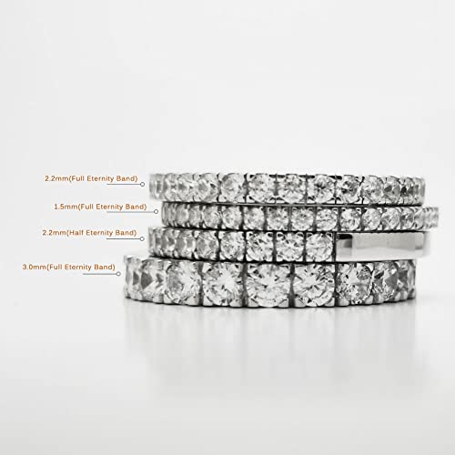 Bo.Dream Cubic Zirconia Eternity Rings Wedding Band 925 Sterling Silver - color: 2.1ct.tw(3mm full)