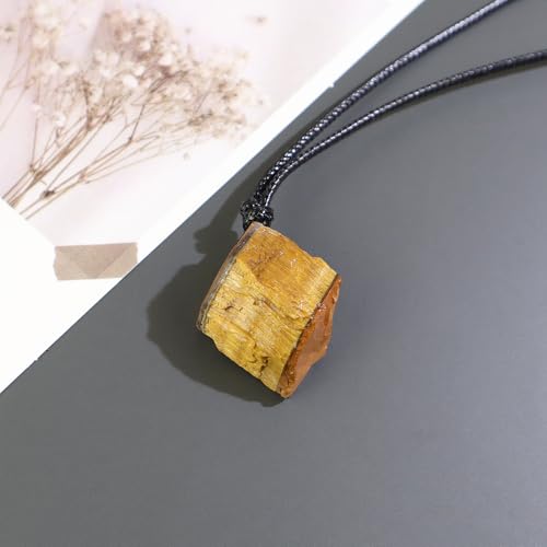 Natural Raw Crystal Necklace for Women Irregular Stone Necklaces Spiritual Gemstone Pendant with Adjustable Rope - color: A-Tiger's Eye