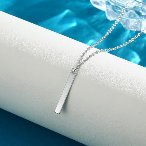 Bar Stylish Minimalist Design Pendant Necklaces for Women Bar Necklace Adjustable - color: silver tone