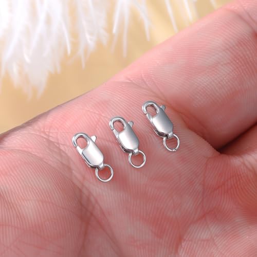 925 Sterling Silver Lobster Clasp for DIY Necklace Bracelet Jewelry Making, Double Spring Clasp with Closed Jump Rings, Necklace Extender Clasp Connector Bracelet Extension (Style 9) - style: Style 9