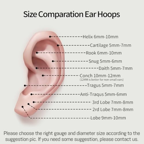 WBRWP 2PC Titanium Double Hoop Nose Rings: 16G/18G/20G Cartilage Earrings Septum Rings Clicker, Hypoallergenic Lightweight Conch Piercing Jewelry Black Gold Silver Rose Gold - color: Black, size: 16g 7mm