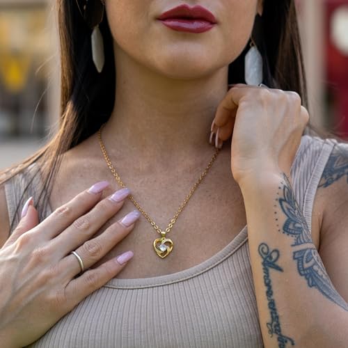 SERASAR Gold Heart Pendant Necklace Women Jewelry Birthday Gifts for Ladies - color: Gold, style: Emotion