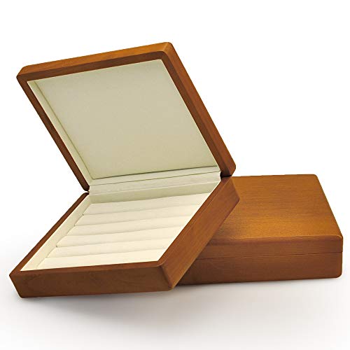 Oirlv Solid Wood Ring Jewelry Box Organizer Earrings Jewelry Drawer Organizer Tray with Lid (Creamy-white) - color: Creamy-white Box