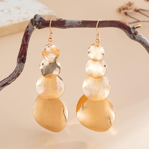 Gold Disc Tassel Dangle Drop Earrings for Women Layered Sequins Dangling Earring Sparkling Hanging Statement Jewelry Gift - color: gold3