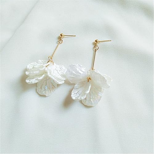 Seashell Pearl Stud Earrings for Women Ocean Sea Theme Sweet Double Layer Acrylic Shell Lightweight Dangle Drop Earrings for Summer Beach Holiday Halloween Party Jewelry Accessories - color: Long shell earrings