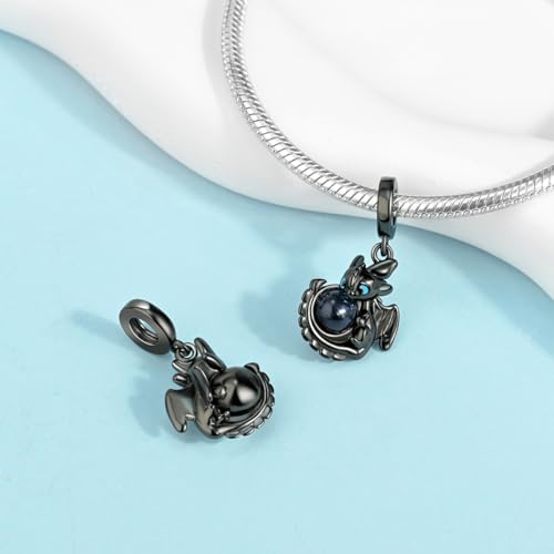 925 Sterling Silver Charms for Bracelets and Necklaces Lipstick and Perfume High Heels Dangle Pendants Heart Butterfly Bead Charms Halloween Christmas Gift for Womens - style: Flying Dragon Gem Charm
