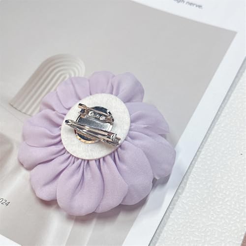 9cm Wedding Fabric Flower Brooch Pin Hair Clip for Women Men Elegant Big Camellia Rose Floral Brooches Lapel Pins Dainty Holiday Party Costume Dress Accessories Jewelry - color: Lilac