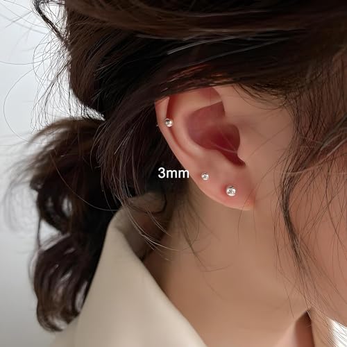 15 Pairs Surgical Steel Ball Stud Earrings Set | Fadeless, PVD Plating, Stainless Steel, Fadeless, Waterproof, High Polish, Hypoallergenic - color: Silver 16Pairs (2mm 3mm )