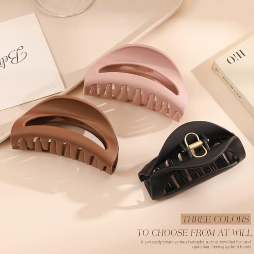 3 Pcs Flexible Hair Clip, 4.1Inch Flexible Claw Clip for Sleeping | Unsnappable Soft Claws Clips for Lying Down & Driving, Non-slip Strong Hold Hair Clips for Thin Thick Hair, Brown&Pink - color: Brown-pink
