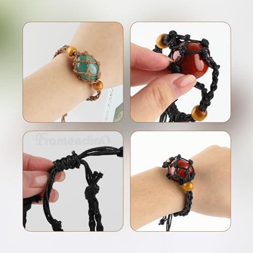 Framendino, 12 Pack Crystal Bracelet Holder Empty Adjustable Stone Cage Cord for DIY Jewelry Making