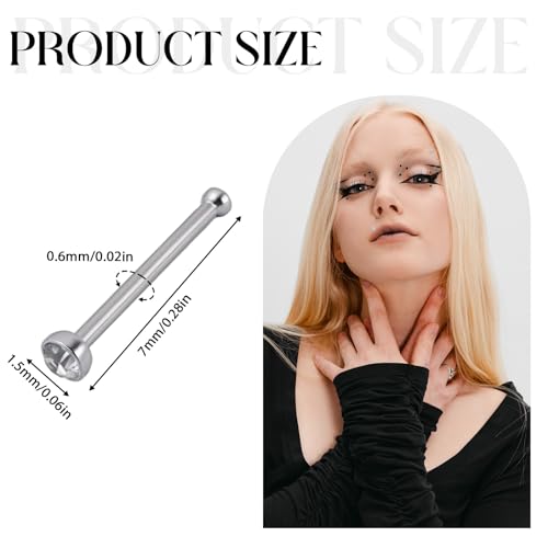 JJUNW 60 Pcs Nose Studs Nose Rings, 1.5 Mm Tragus Piercing Jewelry Nose Piercings Rhinestones, Stainless Steel Helix Piercing Jewelry Tiny for Women Men Tragus Nose Medusa Lip Labret