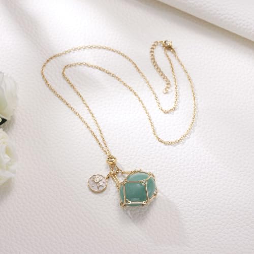 MIXJOY Black Obsidian Crystal Necklace for Women, Sun and Moon Celestial Pendant Protection Gift for Halloween Christmas - style: Green Aventurine Medium