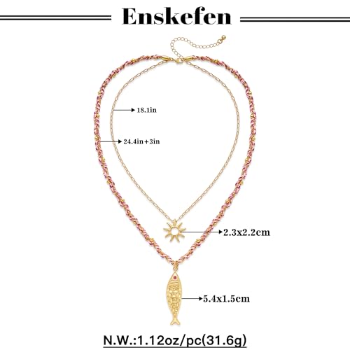 Shell Necklaces for Women Trend Boho Scarf Necklaces Ocean Mermaid Conch Seashell Necklace Summer Gold Fish Necklace Fashion Beach Jewelry - color: Sun fish necklace