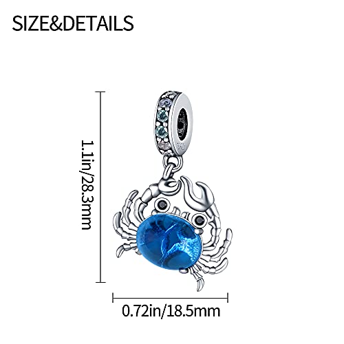 Pandach 925 Sterling Silver Charms Beads for Bracelets and Necklaces Butterfly and Headphones Pendants Clover Charms Jewelry Gift for Women - style: A pendant Crab Charm