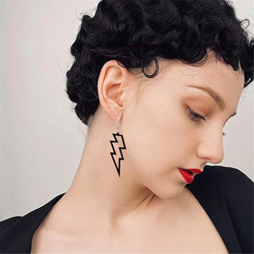 ONLYJUMP Acrylic Exaggerated Lightning Earrings Statement Punk Retro Geometric Delicate Neon Personalized Earrings Accessory Jewelry for Women - color: Black