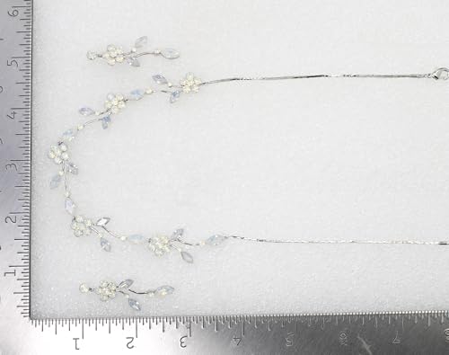Faship Gorgeous Rhinestone Crystal Floral Necklace Earrings Set - color: White Opal