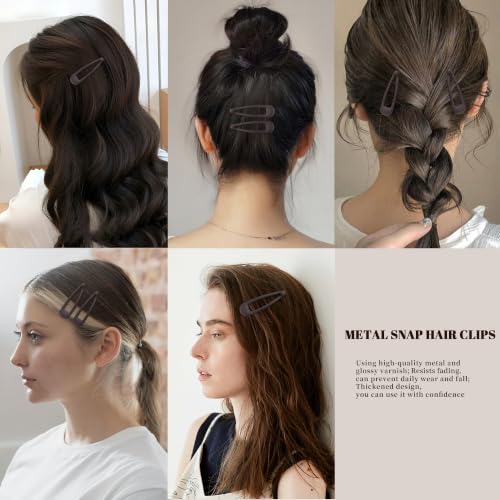 Small Hair Barrettes For Women No Slip Metal Snap Clips For Thin And Fine Hair,Matte Dark Brown,20 PCS,1.97 x 0.5 Inch. - color: Matte Dark Brown