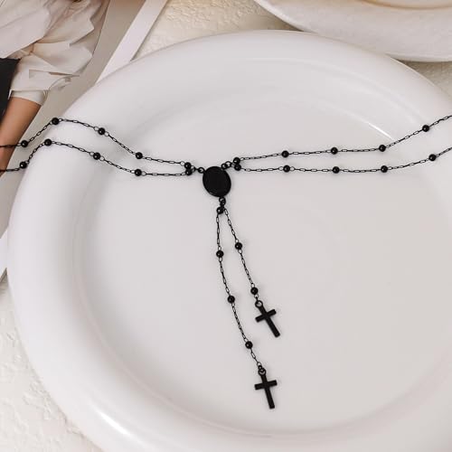 Gothic Necklaces for Women Cross Heart Pendant Layered Necklace Statement Jewelry Dark Romantic Gift for Halloween Parties - color: C3:goth necklace