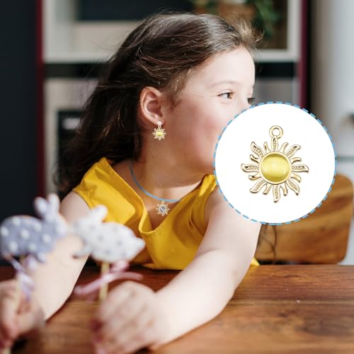 30 Pieces Gold Sun Charms Vintage Metal Celestial Acrylic Gemstone Crystal Pendants Beads for Bow Jewelry Making DIY Bracelets Necklace Earring Supplies