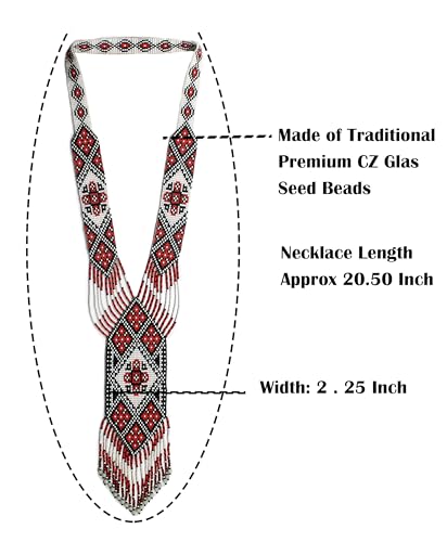 Long Beaded Necklace – Boho Native Handmade Seed Bead Tassel Necklace, Bohemian Large Statement Beaded Necklace for Women and s - color: Pattern 13