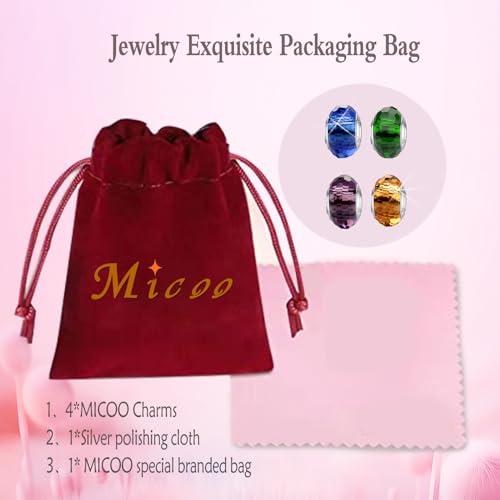 MICOO 925 Sterling Silver Charms for Bracelets,Fashion DIY Dangle Pendants Beads Simulated Birthstone Charms,Birthday Gifts for Women - color: 4 styles charms