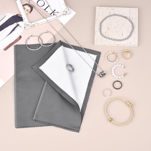 SEVENWELL Silver Polishing Cloth, Jewelry Cleaner Cloth for Sterling Silver Jewelry, Gold, Platinum, Silverware, Diamonds, Gemstones, Coins (20cm Dark Grey Silver Cloth) - color: 20cm Dark Grey Silver Cloth