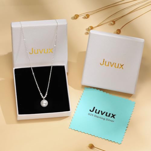 Pearl Necklace for Women 925 Sterling Silver Single Pearl Jewelry with Shell Pearl Pendant - Dainty Choker Necklace Suitable for Anniversary, Wedding, Birthday Gifts - color: Bead Silver
