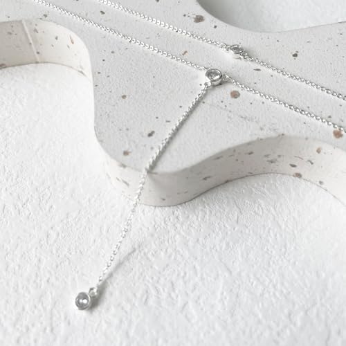 HERIER Lariat Gold Necklace for Women, Dainty Long Necklace 14k Gold Plated/Silver Y-Shaped Layered Beaded Chain Drop Necklaces for Women Trendy Simple Gold Jewelry for Women Gifts - color: Layered CZ Necklace-Silver